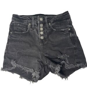 Silver Jeans Beau Black Shorts Womens Size 24 3.5" Inseam Distressed Cut Off Jr